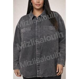 Good American Washed Black Denim Shirt Jacket / Shacket – Size 3/4 – NWT